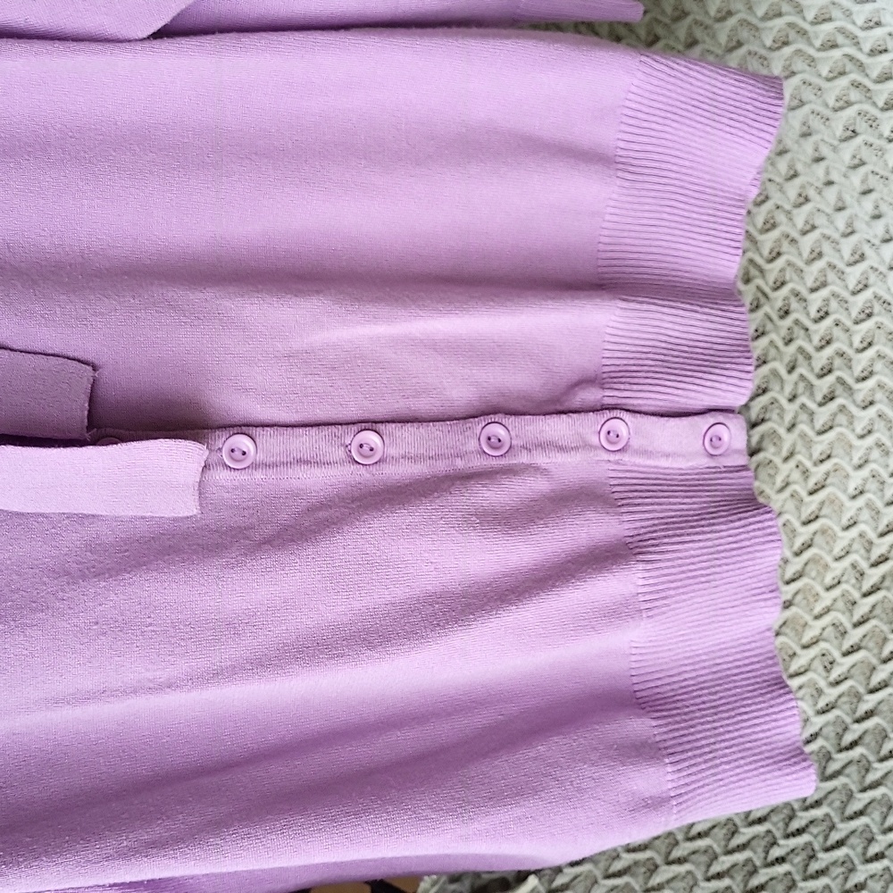 Lilac Tie-Bow Mak Cardigan Sweater View 3
